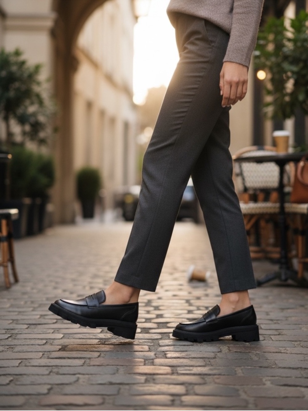 Crown Vintage Lane platform black chunky Y2K slip on loafer shoes size 9 1/2